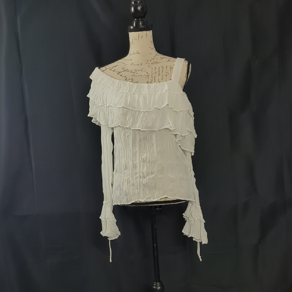 Elegant Off-Shoulder White Ruffle Blouse